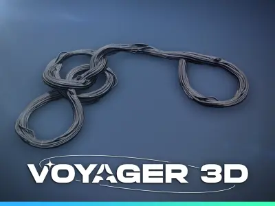 Network Cable Bundle 1m Black Low-poly 3D model