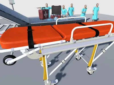 Animated Patient Character with Hospital Props  Low-poly 3D model
