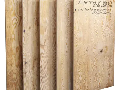 Set of plywood sheets - 5 items Low-poly 3D model