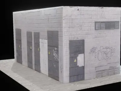 Bilding 1 building with doors and windows 3D model