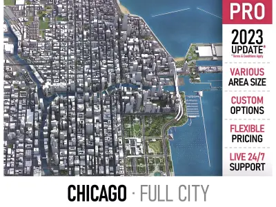 Chicago Low-poly 3D model
