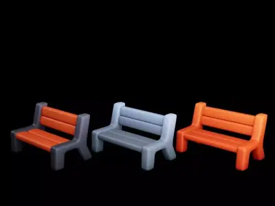 Stylized Low Poly Bench Game Ready  Low-poly 3D model