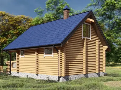 3D model of a wooden bathhouse 3D model