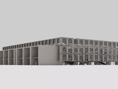 Brutalist Industrial Podium Building 12 Low-poly 3D model