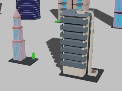 Game ready low poly city Low-poly 3D model