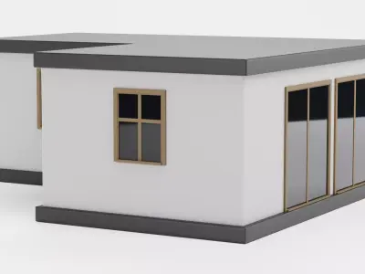 Stylised House V4 - Modern Isometric Bungalow Exterior 3D model