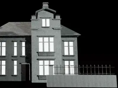 abandoned manor exterior and interior game map Low-poly 3D model