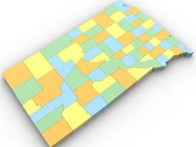 South Dakota Political Map 3D model