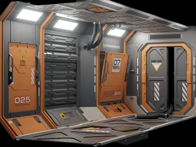 Sci-Fi Corridor Low-poly 3D model