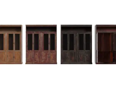 Wooden Book Cabinet Low-poly 3D model