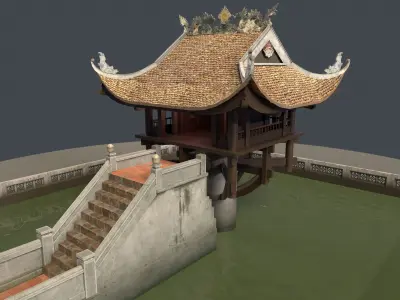 One Pillar Pagoda - 3D Model Chua Mot Cot Low-poly 3D model