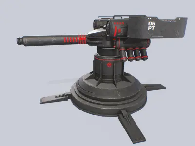 Plasma turret Low-poly 3D model 6