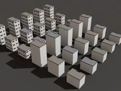 Cartoon Building Low Poly Building B 30 Variant Low-poly 3D model