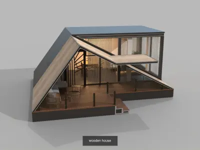 wooden houses of 3 3D Model Pack