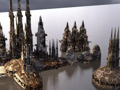 Sci-Fi Dome Kit bash 4 city models 3D model