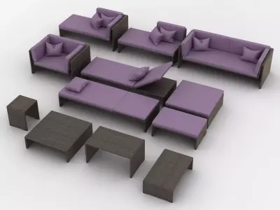 Viteo Slim Line Garden Furniture Set 3D model