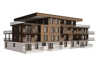Apartment Exterior Residential Building Low-poly 3D model