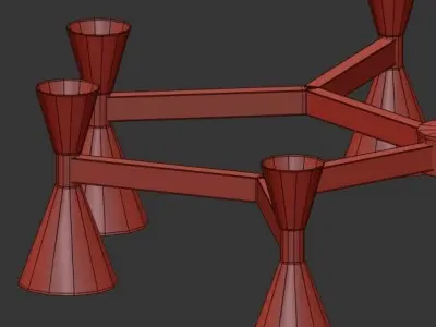POULINA modern chandelier with brass and shades 3D model
