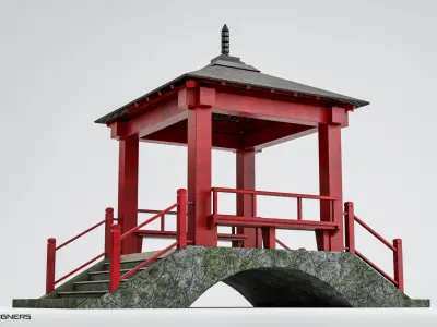 Japanese Bridge Low-poly 3D model
