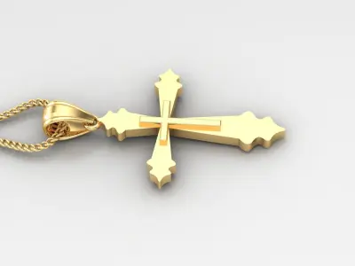 Light Gold 18K Cross Pendant 2CP034 3D print model
