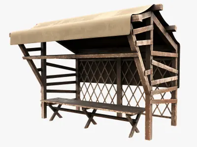 Market Stall Cotton Low-poly 3D model