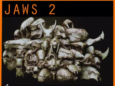JAWS 2 - Another 33 Monster Mouths and Skulls IMM Brush and OBJs 3D model
