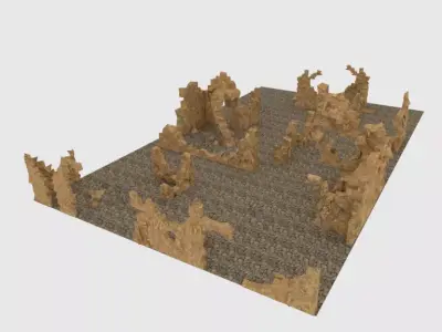 Blender 3D House Ruins 2 Free low-poly 3D model