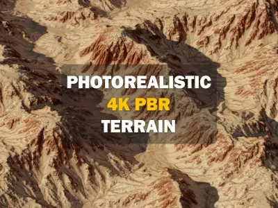 Red Sandy Rocky Terrain 4k PBR Landscape Low-poly 3D model