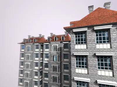 Apartment Building 3D model Low-poly 3D model