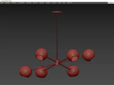 Staggered Glass 6-Light Chandelier - Milk Low-poly 3D model