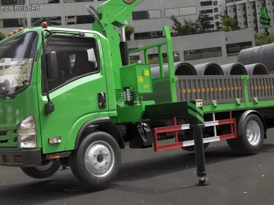  Crane Truck Manipulator with Concrete Pipes 