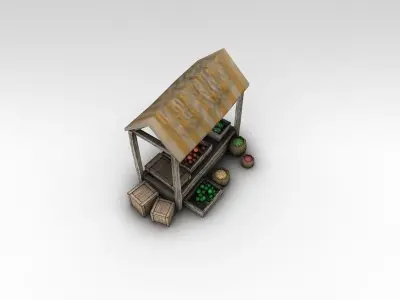 Market Stand Low-poly 3D model