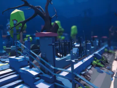 cemetery - Dark Corner Low-poly 3D model