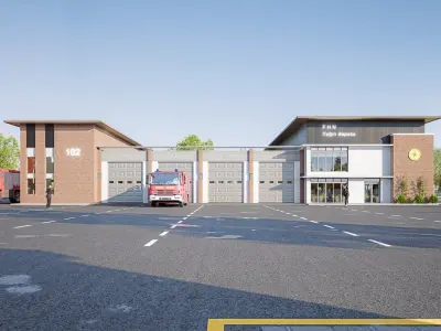 fire station Low-poly 3D model