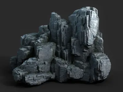 Cliff rock formation Low-poly 3D model buy