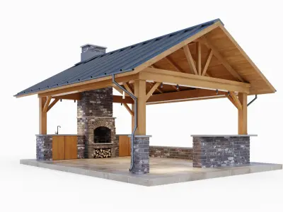 Gazebo with brick oven 3D model