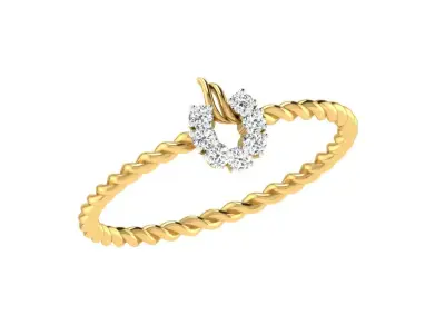 Light Weight Yellow Gold Diamond Ring  -EZ LR-15 3D print model