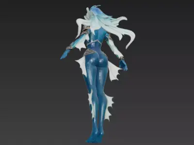 Female Fish Creature 3D Model Low-poly 3D model