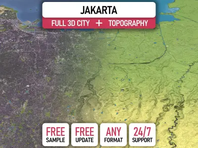 Jakarta - Topography Terrain 3D Model 3D Model Pack