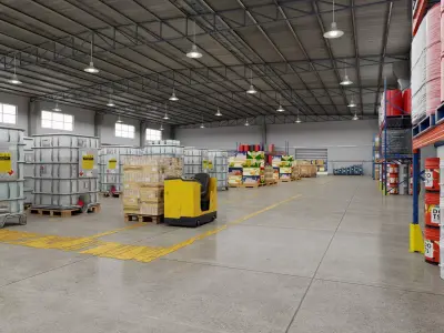 Modern Warehouse Interior Scene Low-poly 3D model