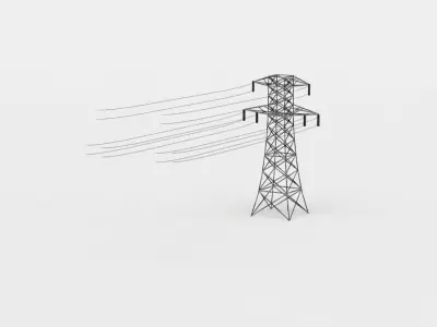 Electric pylon Low-poly 3D model