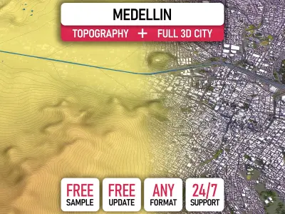 Medellin - Topography Terrain 3D City 3D Model Pack