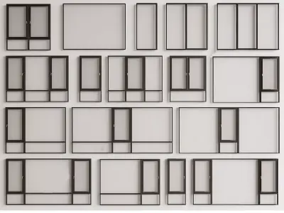 modern windows glass Sliding Architecture 3D model 24