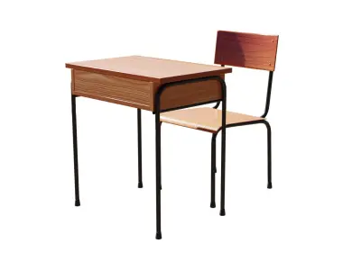 Desk and Chair Low-poly 3D model