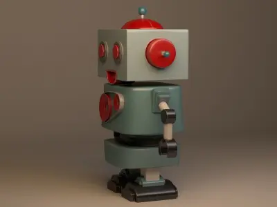 cyborg cartoon robot Low-poly 3D model