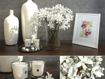 Decorative Set of Flowers 3D model