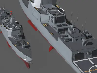  Type-055s Naval Destroyer with Harbin Helicopter 