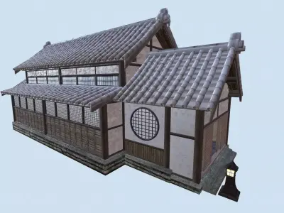 Japanese Dojo PBR  Low-poly 3D model
