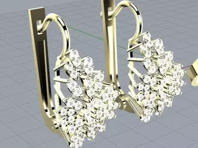 Floral Gold Ring and Earrings Jewelry Set 3D print model