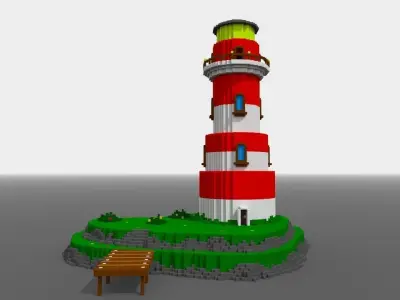 Voxel Lighthouse Low-poly 3D model